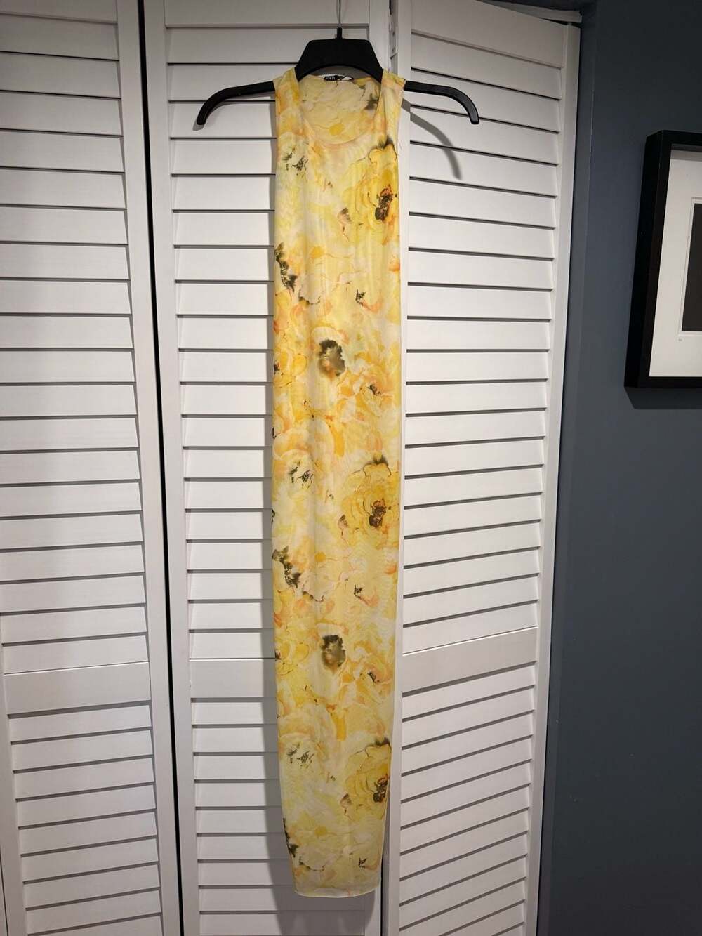 Zara Yellow Floral Mesh Maxi Dress With Open Twist Back - Picture 2 of 6
